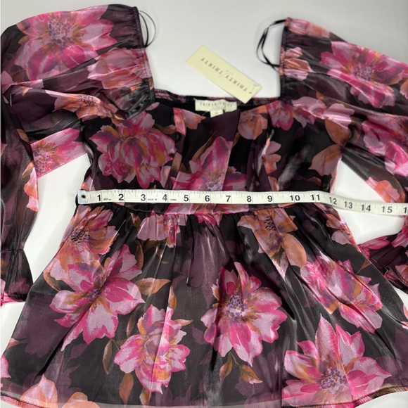 Ladies long sleeve silky top, NWT Small flower print by Thirty/Thirty LA - Picture 4 of 8